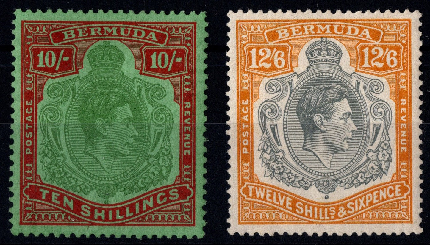 Bermuda KGV1 10/- & 12/6d Fine Mint