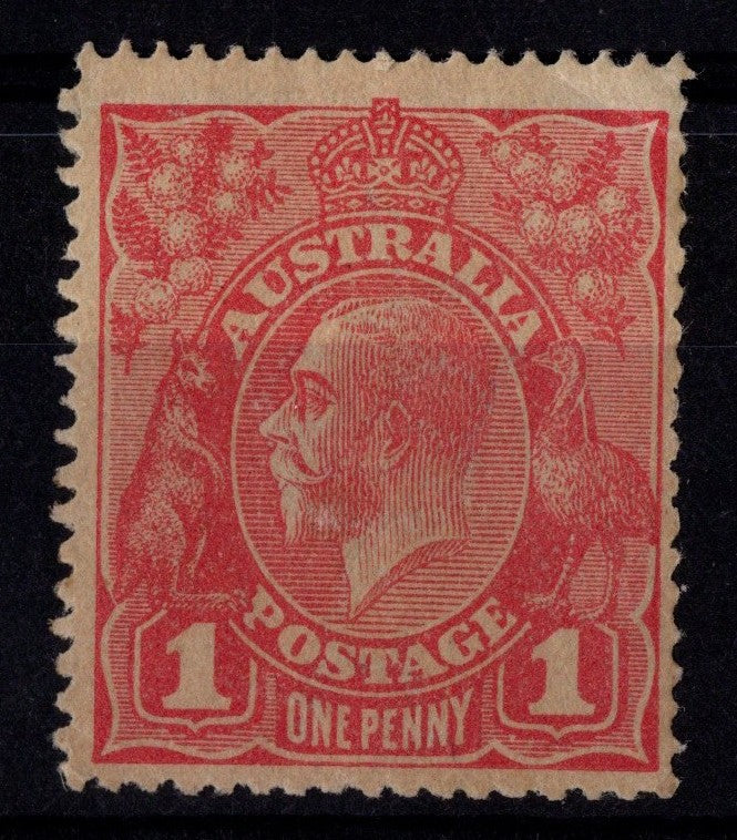 Australia KGV 1d Red G28 Pink (Pale to Bright) Mint Never Hinged