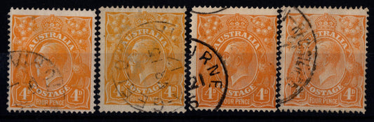 Australia KGV 4d Orange Shades Fine Used