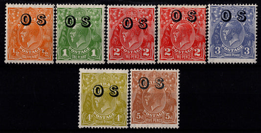 Australia KGV OS Overprint Set Many Mint Never HInged