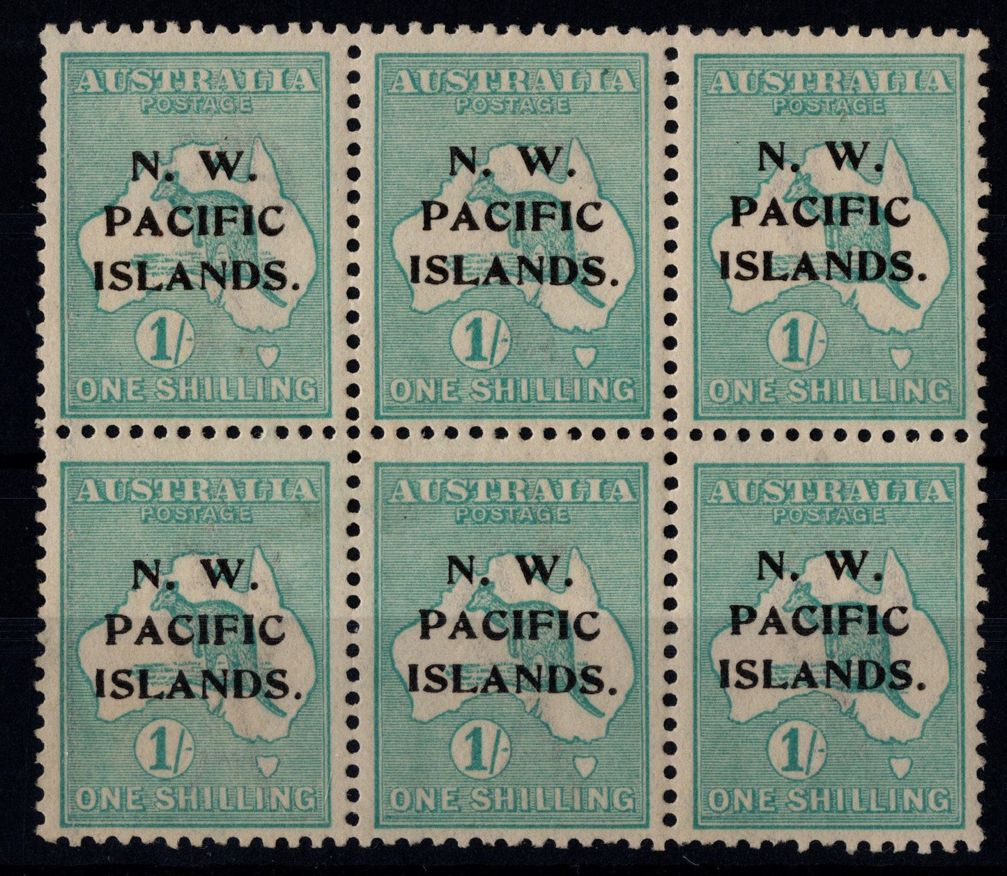 New Guinea NWPI 1/- Mint Block of 6
