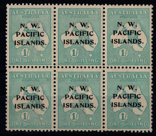 New Guinea NWPI 1/- Mint Block of 6