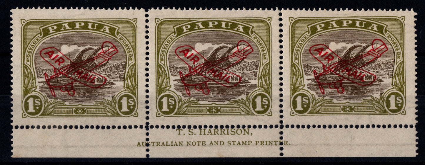 Papua Lakatoi Mint Strip with Overprint and Imprint