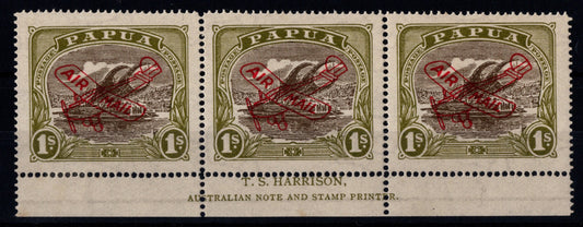 Papua Lakatoi Mint Strip with Overprint and Imprint