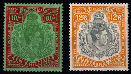 Bermuda KGV1 10/- & 12/6d Fine Mint