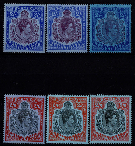Bermuda KGV1 2/- & 2/6d Mix Shades