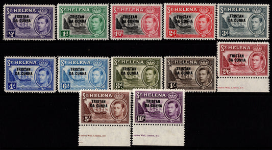 Tristan Da Cunha Overprints on St Helena Mint Set 1952
